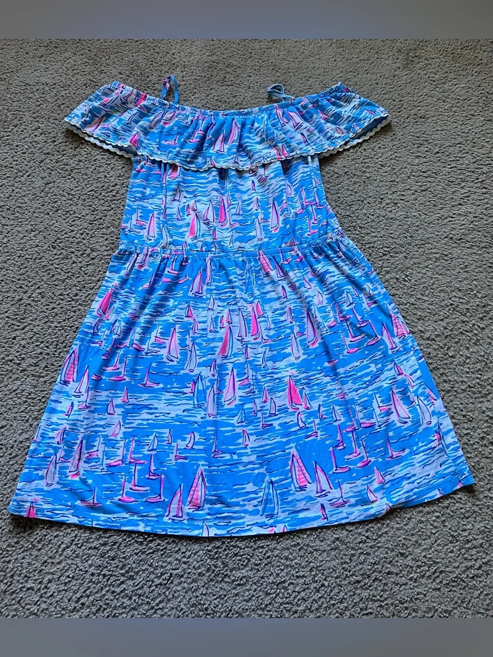 Lilly Pulitzer Girls Amaris Dress in Zanzibar Blue Boatylicious size 16